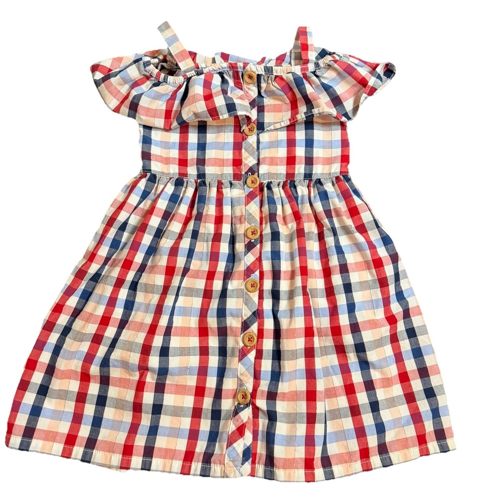 Member's Mark Red White & Blue Short Sleeve Woven Dress Girls Sz  6 4th Of July